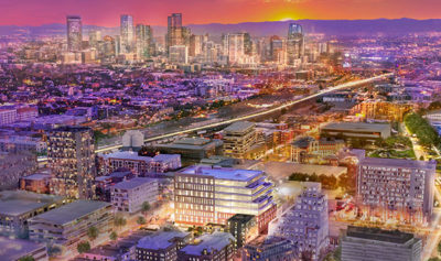 Aerial view of RiNo neighborhood